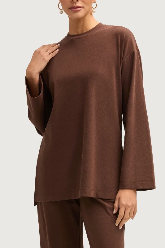 Don't Wait Aria Ribbed Everyday Top - Dark Brown