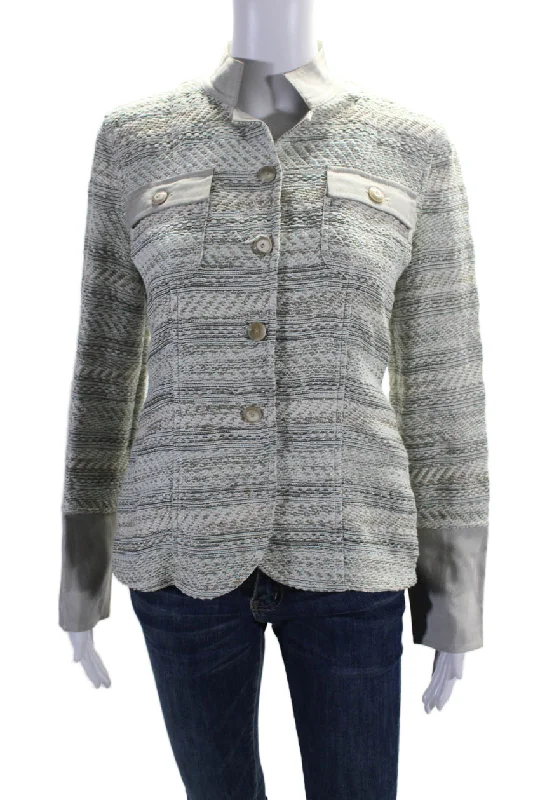 One-DAY Sale Armani Collezioni Women's Round Neck Long Sleeves Multicolor Jacket