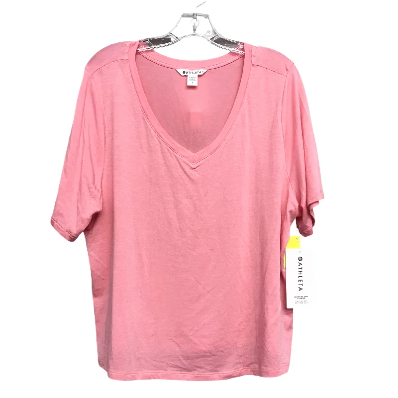 Stock Up and Save Athletic Top Short Sleeve By Athleta In Peach, Size: L