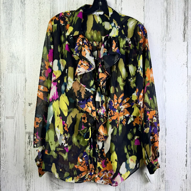 Lowest Price Black & Green Blouse Long Sleeve Cabi, Size Xs