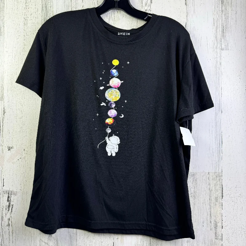 Incredible Offers Black Top Short Sleeve Basic Shein, Size L
