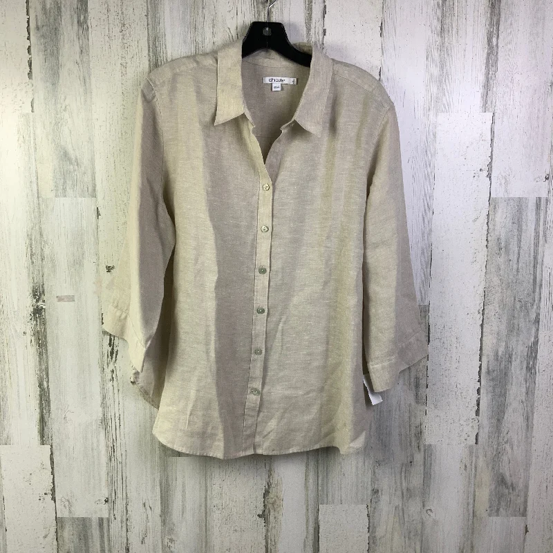 Online Specials Blouse 3/4 Sleeve By Chicos In Beige, Size: Xl