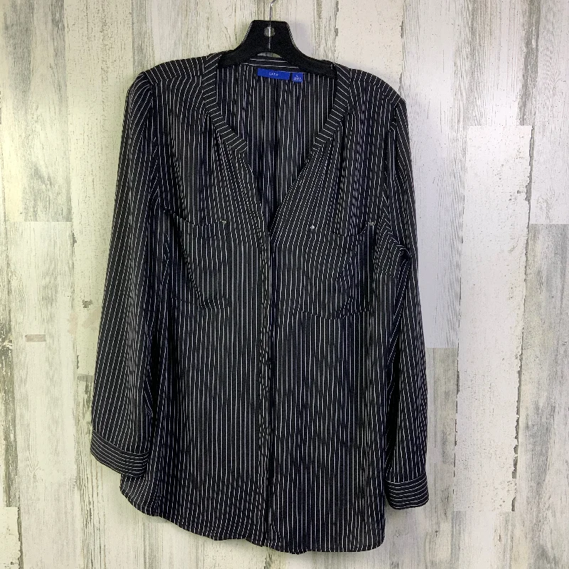 Can't Be Beat Blouse Long Sleeve By Apt 9 In Black & White, Size: L