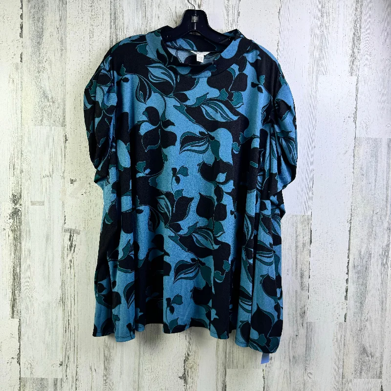 Huge Discounts Blouse Long Sleeve By Cato In Blue Black, Size: 3x