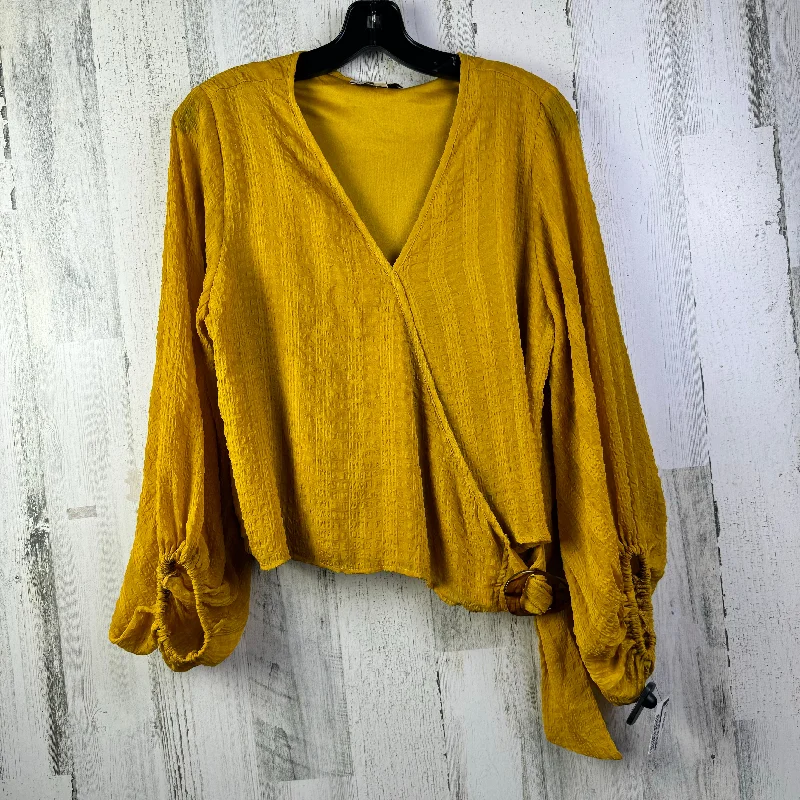 Super Bargain Blouse Long Sleeve By LINE of style In Yellow, Size: M