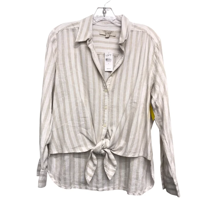 Instant Discount Blouse Ls By Loft In Tan & White, Size:S
