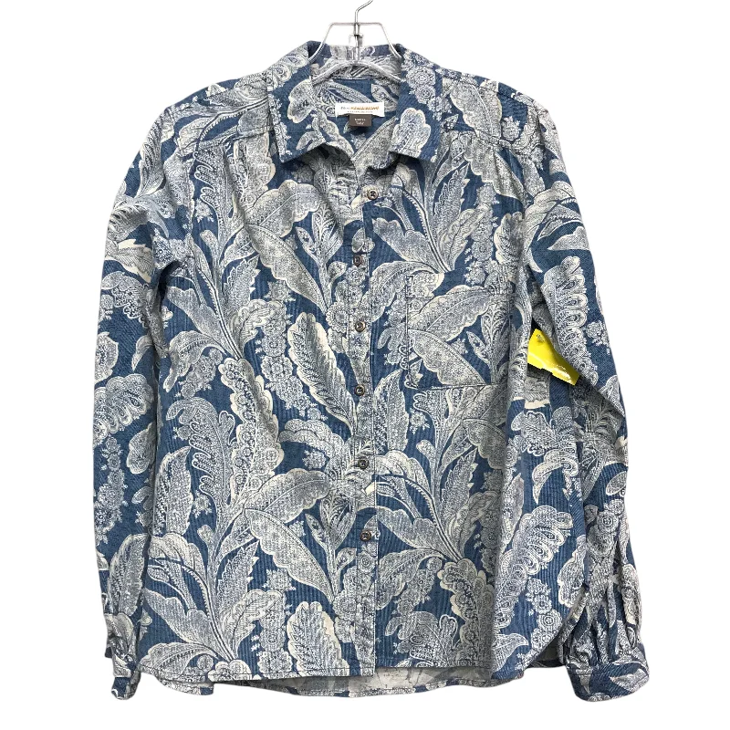 Final Markdown Blouse Ls By Pilcro In Blue & Cream, Size:S