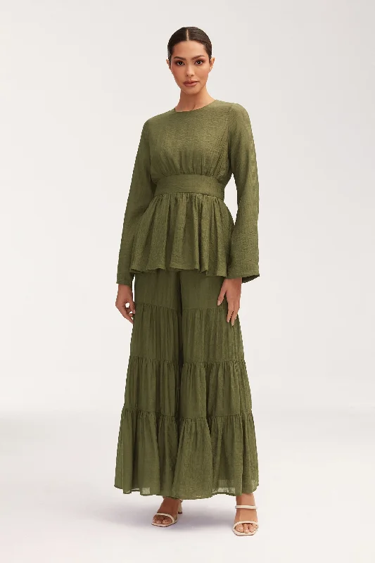 Daily Deals Bushra Flare Sleeve Top - Olive
