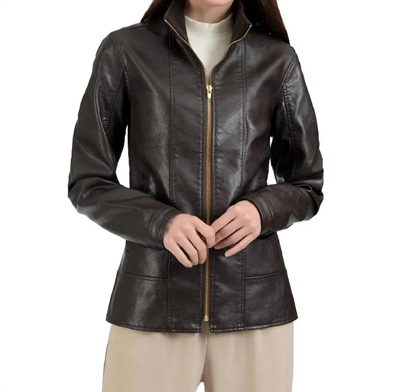 Overstock Sale Classic Racer Leather Jacket In Black