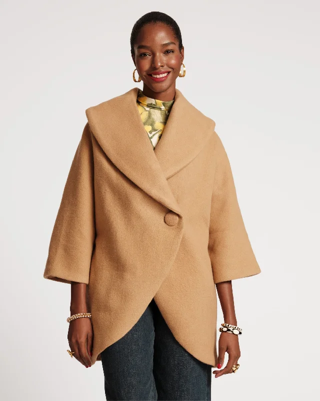 Super Deal Cocoon Shawl Collar Wool Coat Camel