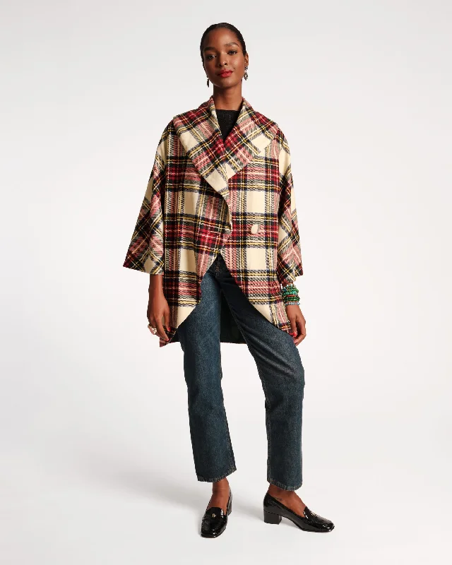 Unbeatable Prices Cocoon Shawl Collar Wool Coat Christmas Plaid
