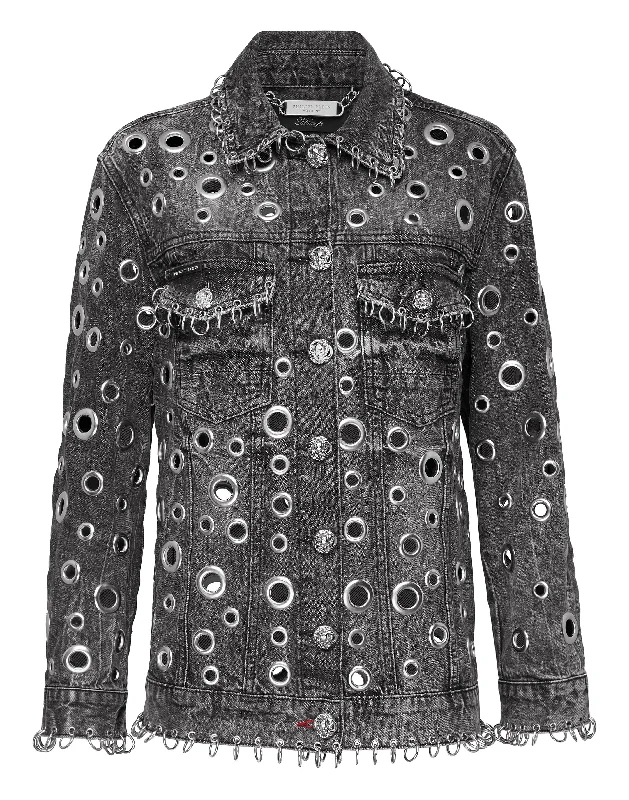 Major Savings Denim Jacket Metal Rings