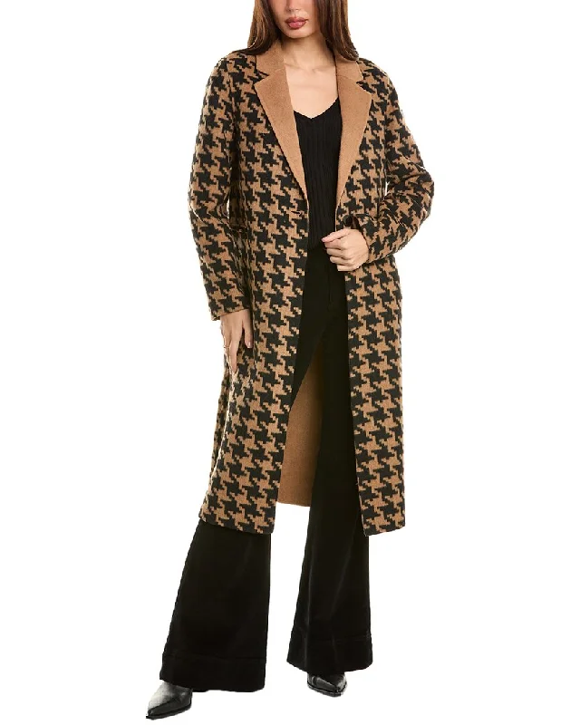 Savings Galore Elie Tahari Houndstooth Wool-Blend Coat