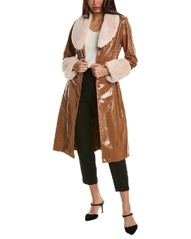 Shop and Save Elie Tahari Vegan Liquid Leather Coat
