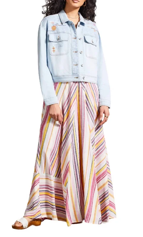 Closeout Embroidered Classic Denim Jacket In Frozenberry