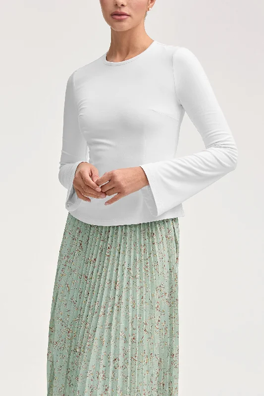 Special Savings Essential Jersey Flare Sleeve Top - White