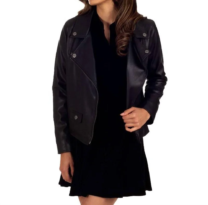 Savings Bonanza Faux-Leather Biker Jacket In Black