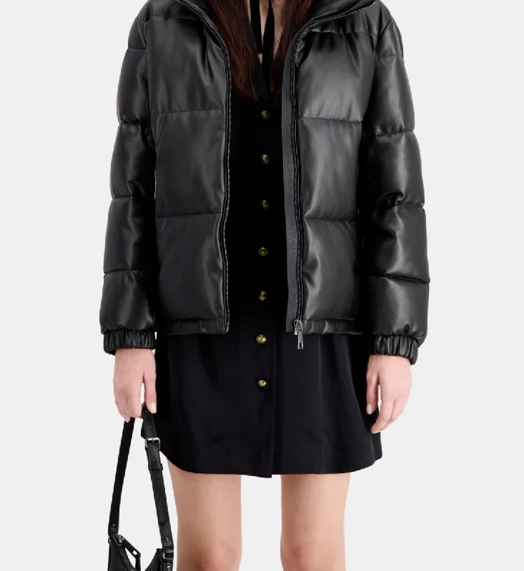 Price Drop Alert Faux Leather Puffer Jacket
