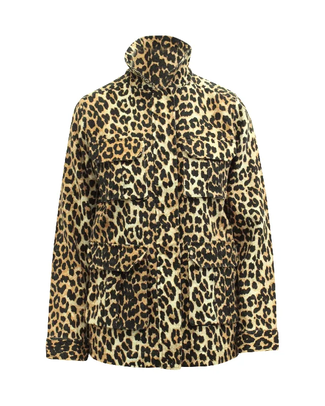 Shop and Save Ganni Camberwell Jacket In Animal Print Cotton