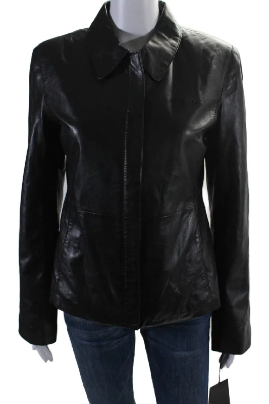 Instant Discount Golden Bear Women's Collared Long Sleeves Full Zip Leather Jacket Black Instant Discount Golden Bear Women's Collared Long Sleeves Full Zip Leather Jacket Black