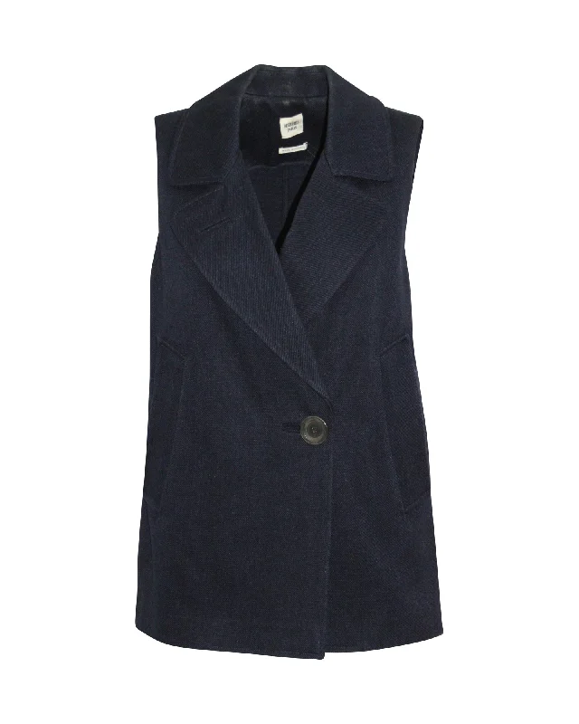Savings Galore Hermes Pocketed Vest in Navy Blue Cotton Twill