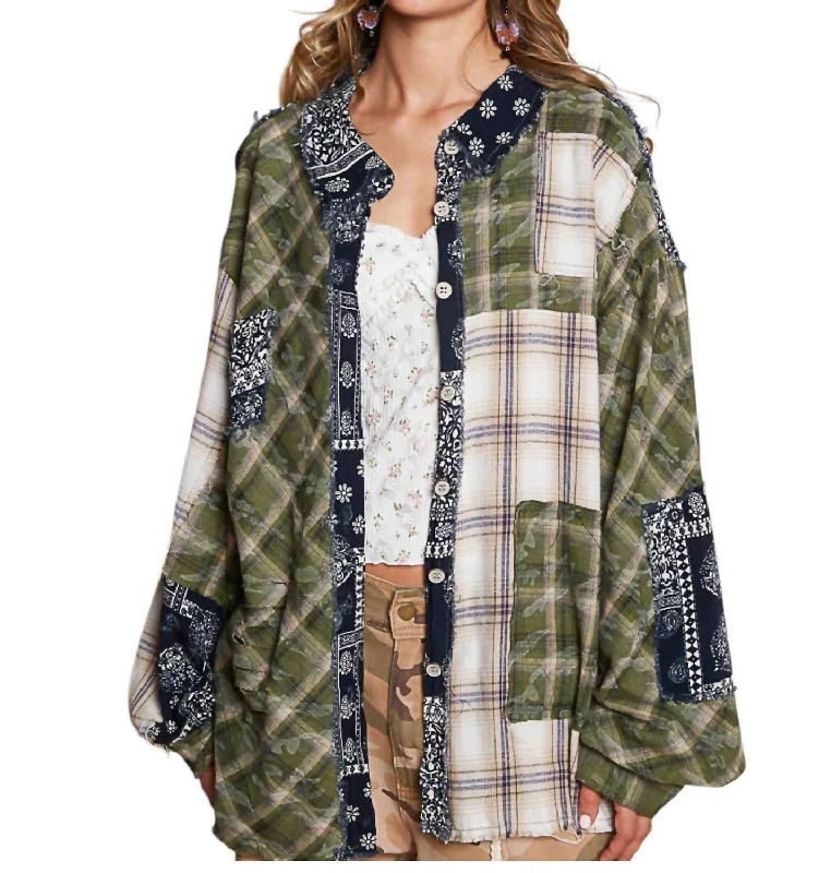 Super Deal I Know What Your Thinking Shacket In Army Green