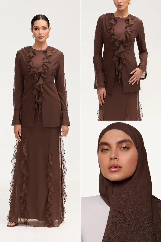 Discount Days Jida Top, Skirt & Matching Hijab in Espresso Bundle Set