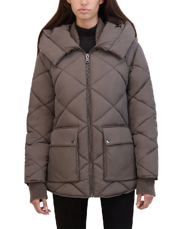 Buy More, Save More Kenneth Cole Diamond Quilted Crinkle Puffer Coat