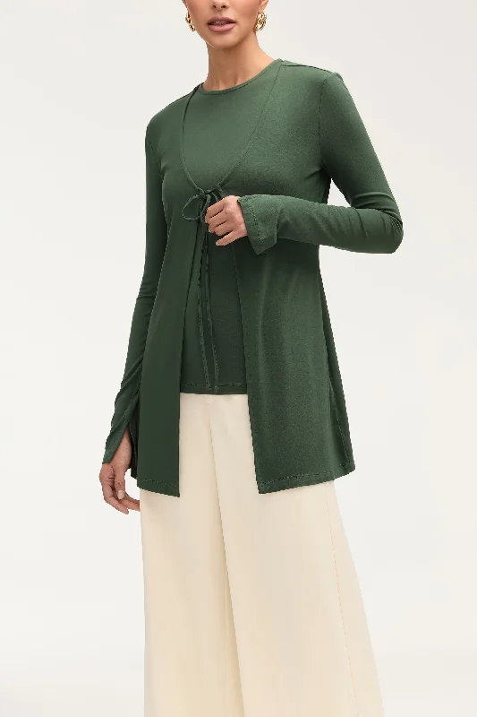 Customer Appreciation Sale Labina Jersey Two Piece Tie Front Top - Cilantro