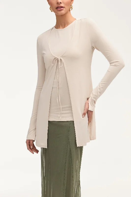 Limited Time Discount Labina Jersey Two Piece Tie Front Top - Stone