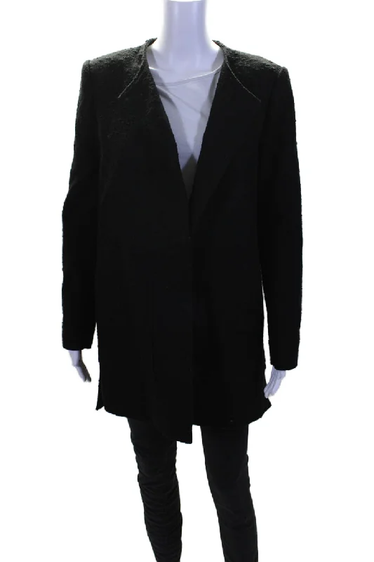 Sale Event Lafayette 148 New York Womens Cotton Tweed Mid Length Over Coat Black