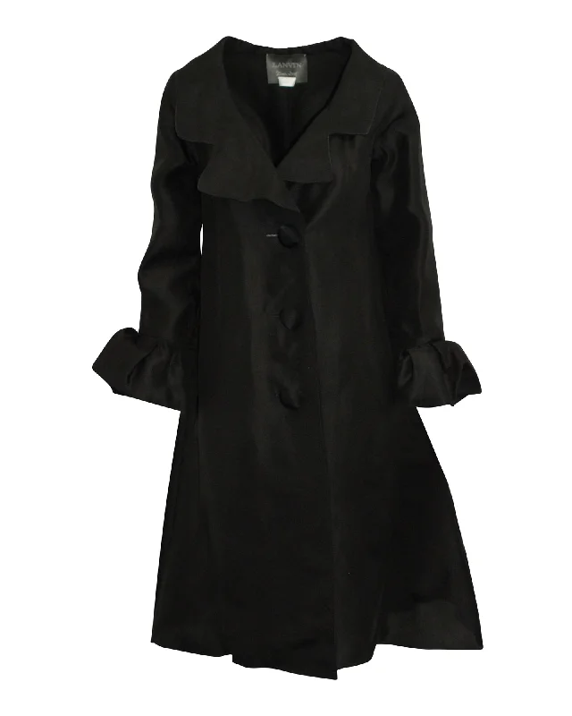 Special Discount Lanvin Flared Long Jacket in Black Silk
