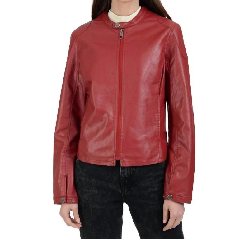 Price Break Leather Jacket In Red