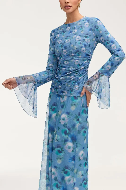 Limited Time Offer Lolita Rouched Mesh Top - Floral