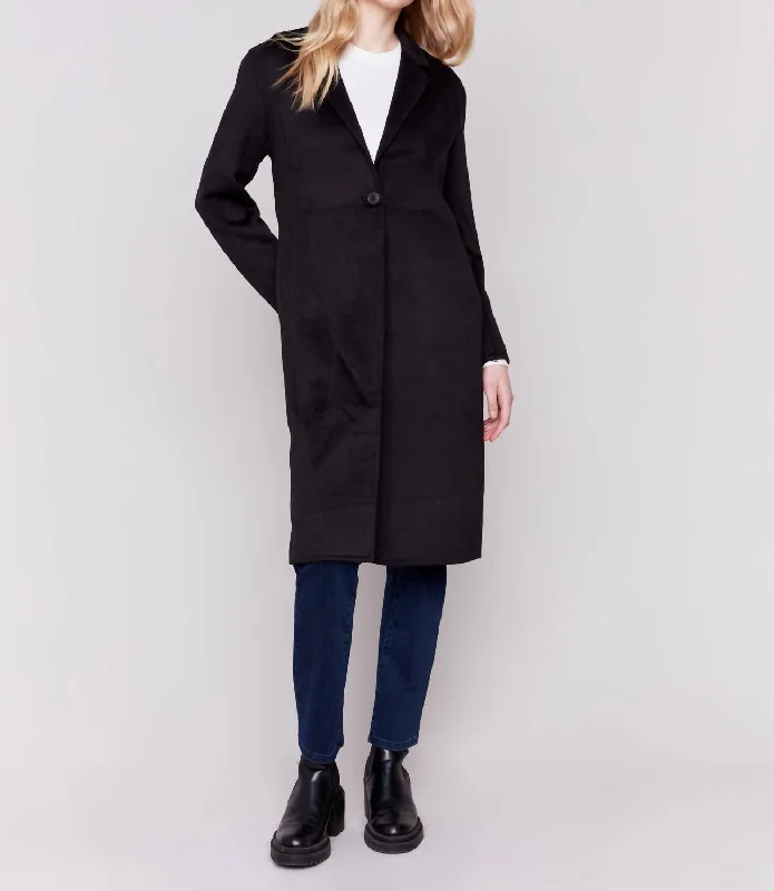 Price Drop Long Double-Faced Coat Jacket In Black