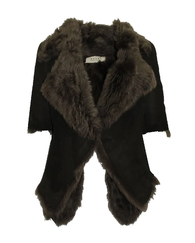 Special Price Marni Fur Winter Coat in Olive Green Wool