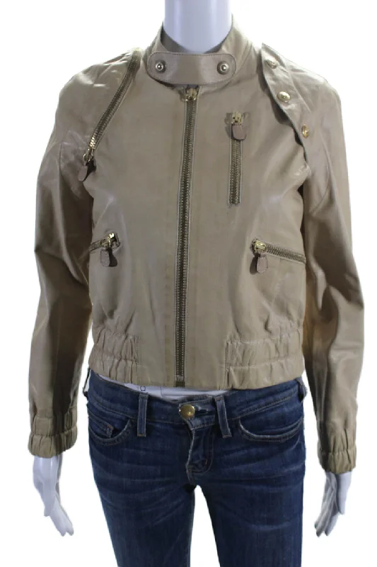 Low Prices Marni Womens Long Sleeve Zip Front Jacket Leather Beige