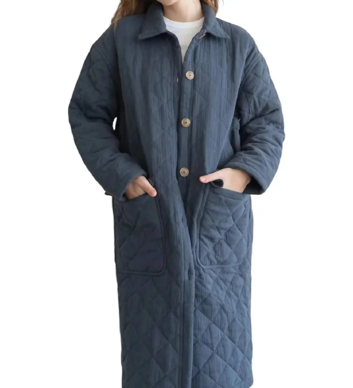 Fantastic Deals Marnie Quilted Trench Coat In Navy
