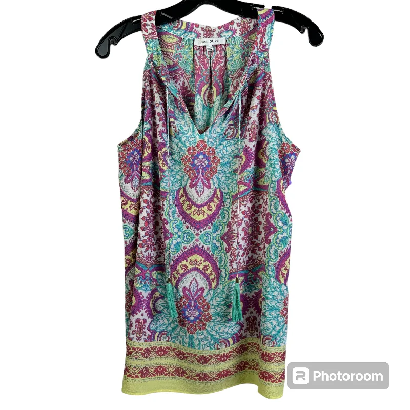 Closeout Pink & Purple Top Sleeveless Rose And Olive, Size L