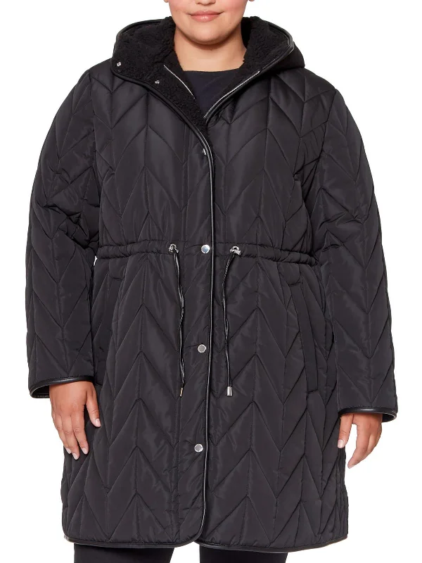 Special Discount Plus Womens Faux Fur Lined Hooded Puffer Jacket