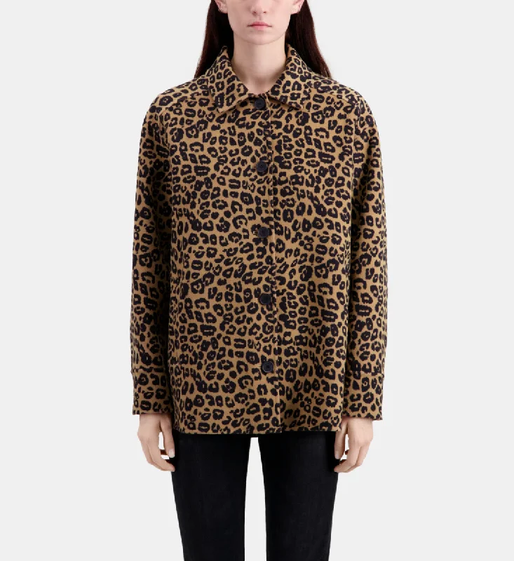 Savings Alert Printed Overshirt Jacket In Wool Blend