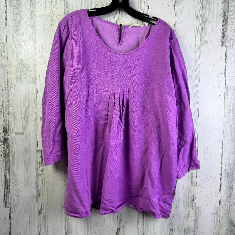 Online Only Purple Top 3/4 Sleeve Soft Surroundings, Size 2x