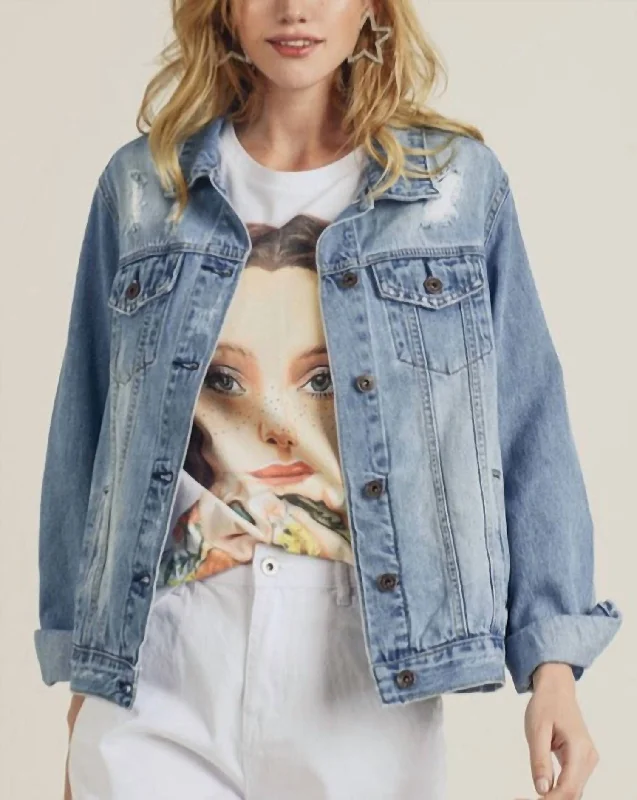 Buy Now Relaxed Vintage Distressed Jacket In Medium Wash