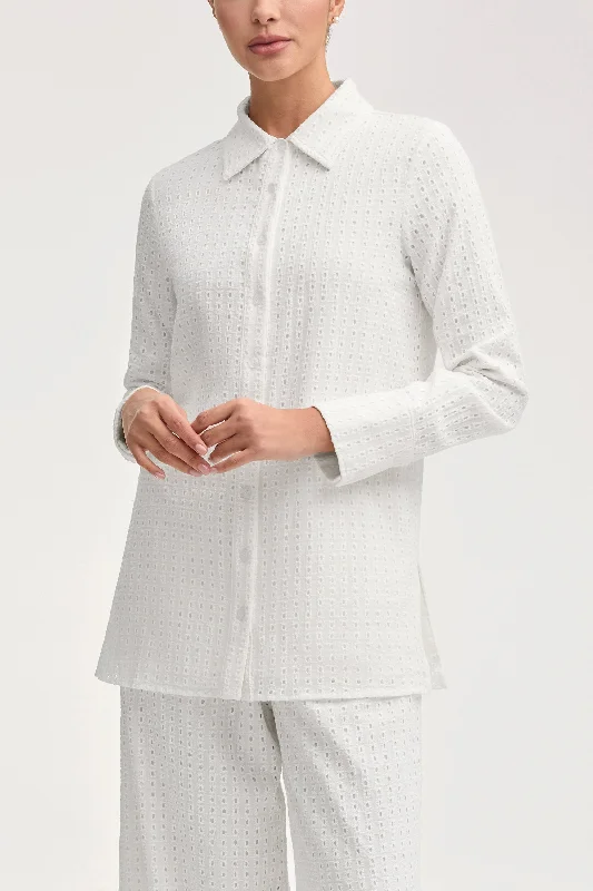 Final Sale Sadie White Eyelet Button Down Top