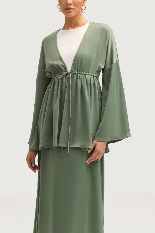 Exclusive Savings Samia Satin Tie Front Top - Sage