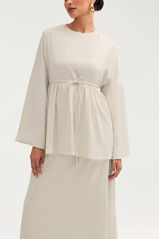 Limited Edition Samia Satin Tie Front Top - Stone