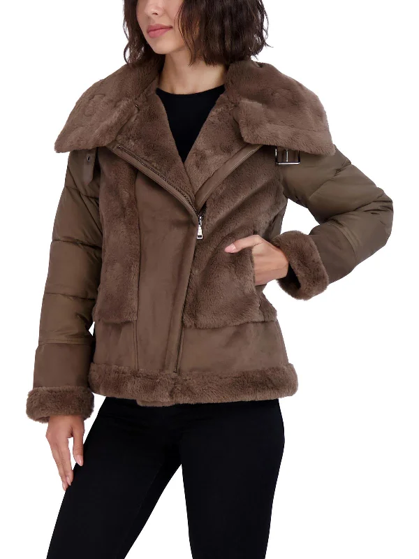 Daily Deals Saylor Womens Faux Fur Cold Weather Puffer Jacket