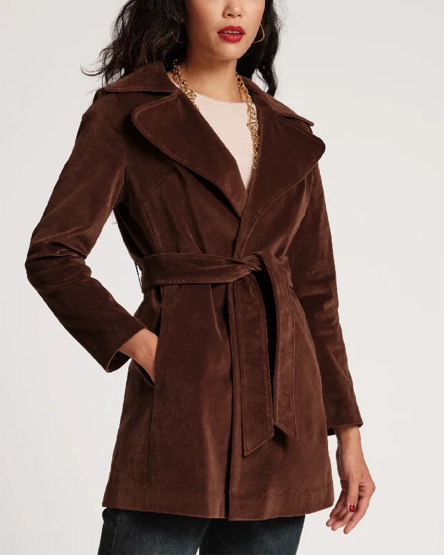 Super Sale Sergeant Stretch Velvet Belted Jacket Chocolate