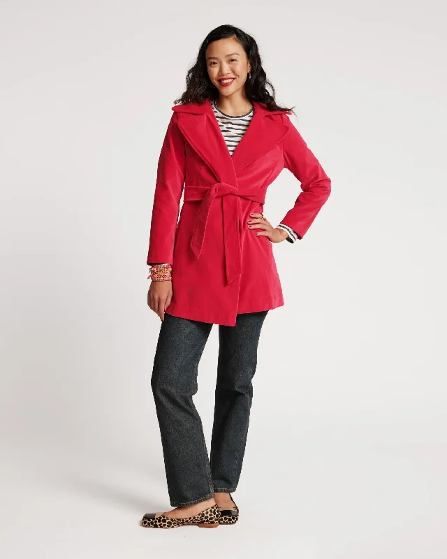 Special Price Sergeant Stretch Velvet Belted Jacket Cranberry