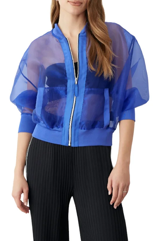 Lowest Prices Sheer Bomber Jacket In Blue